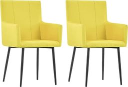  vidaXL Krzesła stołowe z podłokietnikami, 2 szt., żółte, obite tkaniną