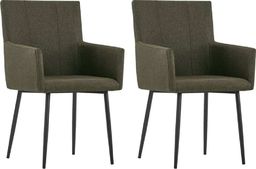  vidaXL Krzesła jadalniane z podłokietnikami, 2 szt., brązowe, tkanina