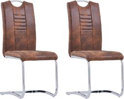  vidaXL Krzesła jadalniane, 2 szt., brązowe, sztuczna skóra zamszowa