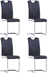  vidaXL Krzesła stołowe, wspornikowe, 4 szt., czarne, sztuczna skóra (281772) - 281772