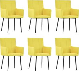  vidaXL Krzesła stołowe z podłokietnikami, 6 szt., żółte, obite tkaniną