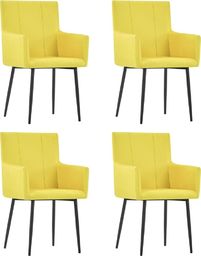  vidaXL Krzesła stołowe z podłokietnikami, 4 szt., żółte, obite tkaniną