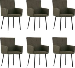  vidaXL Krzesła stołowe z podłokietnikami, 6 szt., brązowe, tkanina