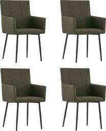  vidaXL Krzesła stołowe z podłokietnikami, 4 szt., brązowe, tkanina