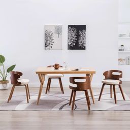  vidaXL Krzesła do jadalni, 4 szt., kremowe, gięte drewno i ekoskóra