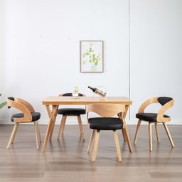  vidaXL Krzesła do jadalni, 4 szt., czarne, gięte drewno i ekoskóra