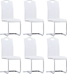  vidaXL Krzesła stołowe, wspornikowe, 6 szt., białe, sztuczna skóra