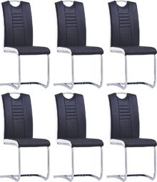  vidaXL Krzesła stołowe, wspornikowe, 6 szt., czarne, sztuczna skóra
