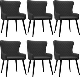  vidaXL Krzesła do jadalni, 6 szt., czarne, tapicerowane tkaniną (278819) - 278819