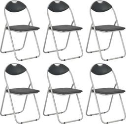  vidaXL Składane krzesła jadalniane, 6 szt., czarne, sztuczna skóra