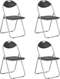  vidaXL Składane krzesła jadalniane, 4 szt., czarne, sztuczna skóra