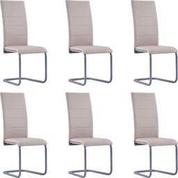  vidaXL Krzesła stołowe, wspornikowe 6 szt., cappuccino, sztuczna skóra (278099) - 278099