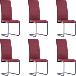  vidaXL Krzesła stołowe, wspornikowe, 6 szt., czerwone, sztuczna skóra (278098) - 278098
