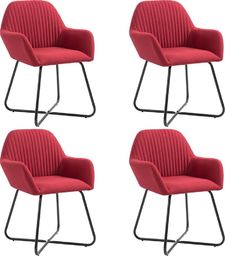  vidaXL Krzesła do jadalni, 4 szt., czerwone wino, tapicerowane tkaniną