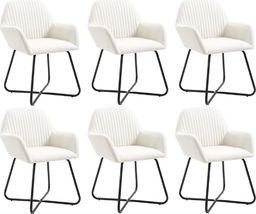  vidaXL Krzesła do jadalni, 6 szt., kremowe, tapicerowane tkaniną