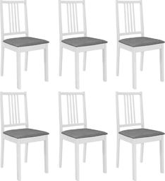  vidaXL Krzesła z poduszkami, 6 szt., białe, lite drewno
