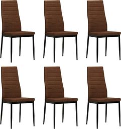  vidaXL Krzesła stołowe, 6 szt., brązowe, tkanina