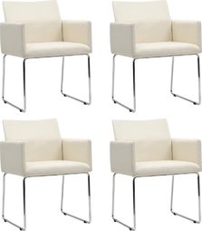  vidaXL Krzesła stołowe, 4 szt., stylizowane na lniane, białe, tkanina