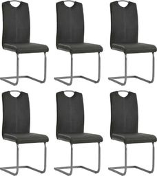  vidaXL Krzesła stołowe, 6 szt., szare, sztuczna skóra