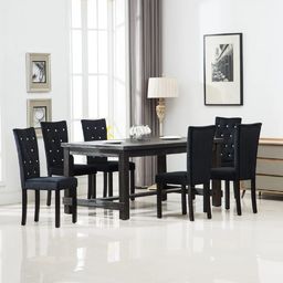  vidaXL Krzesła stołowe, 6 szt., czarne, aksamitne