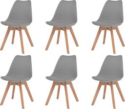  vidaXL Krzesła stołowe, 6 szt., szare, sztuczna skóra