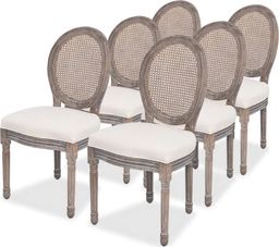  vidaXL Krzesła stołowe, 6 szt., kremowe, tkanina