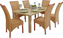  vidaXL Krzesła stołowe, 6 szt., brązowe, naturalny rattan