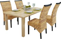  vidaXL Krzesła stołowe, 4 szt., abaka i lite drewno mango