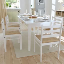  vidaXL Krzesła stołowe, 6 szt., białe, lite drewno i aksamit (272092) - 272092