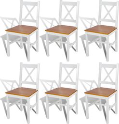  vidaXL Krzesła stołowe, 6 szt., białe, drewno sosnowe
