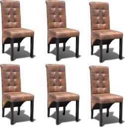 vidaXL Krzesła stołowe, 6 szt., brązowe, sztuczna skóra