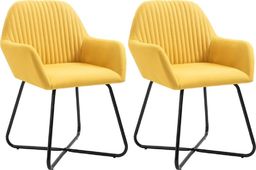  vidaXL Krzesła do jadalni, 2 szt., żółte, tapicerowane tkaniną