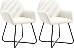  vidaXL Krzesła do jadalni, 2 szt., kremowe, tapicerowane tkaniną