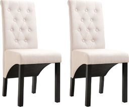  vidaXL Krzesła stołowe, 2 szt., kremowe, tapicerowane tkaniną