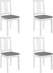 vidaXL Krzesła z poduszkami, 4 szt., białe, lite drewno