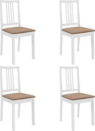  vidaXL Krzesła z poduszkami, 4 szt., białe, lite drewno