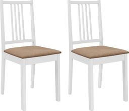  vidaXL Krzesła z poduszkami, 2 szt., białe, lite drewno