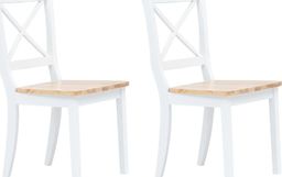  vidaXL Krzesła jadalniane, 2 szt., biało-brązowe, drewno kauczukowca