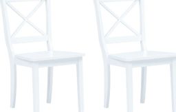  vidaXL Krzesła jadalniane, 2 szt., białe, lite drewno kauczukowca
