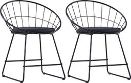  vidaXL Krzesła z siedziskami ze sztucznej skóry, 2 szt., czarne, stal
