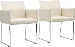  vidaXL Krzesła stołowe, 2 szt., stylizowane na lniane, białe, tkanina