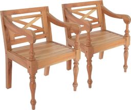  vidaXL Krzesła Batavia, 2 szt., jasnobrązowe, lite drewno mahoniowe
