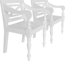  vidaXL Krzesła Batavia, 2 szt., białe, lite drewno mahoniowe