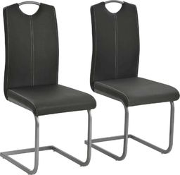  vidaXL Krzesła stołowe, 2 szt., szare, sztuczna skóra
