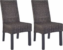  vidaXL Krzesła stołowe, 2 szt., brązowe, rattan Kubu i drewno mango