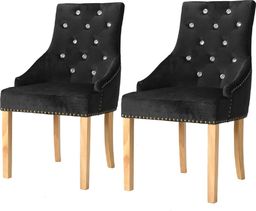  vidaXL Krzesła stołowe, 2 szt., czarne, drewno dębowe i aksamit