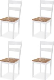  vidaXL Krzesła stołowe, 4 szt., białe, lite drewno kauczukowca