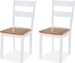  vidaXL Krzesła stołowe, 2 szt., białe, lite drewno kauczukowca