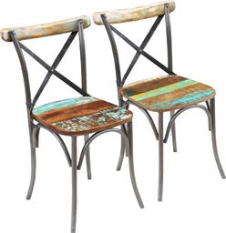  vidaXL Krzesła stołowe, 2 szt., lite drewno z odzysku