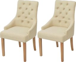  vidaXL Krzesła stołowe, 2 szt., kremowe, tkanina